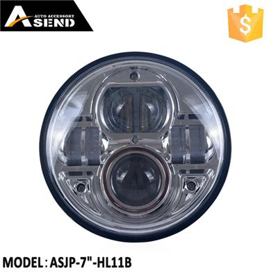 73W front light motorcycle Smoke/Chrome 7inch round motorcycle headlight Hi-Lo beam