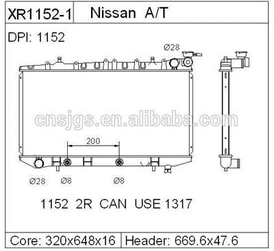 radiator for NISSAN200SX1.6/NX Coupe;1.6/Sentra;2.0 DPI:1152