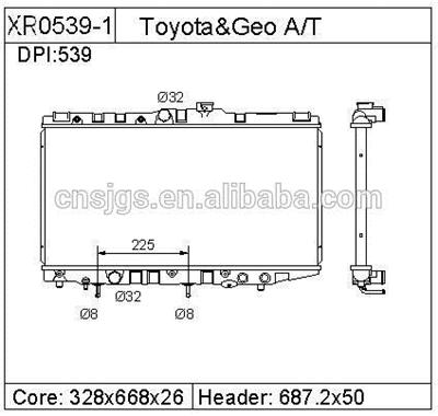 radiator for ToyotaCorolla 88~92 dpi:539