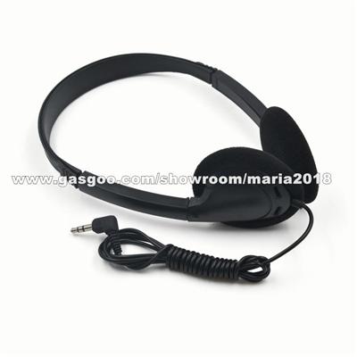 3.5mm Black Wired Disposable Earphones Cheap & Headband Headphones Airlines Earphone