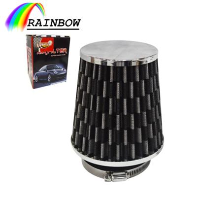 Shining chromed metal carbon cotton gauze cone high flow air filter