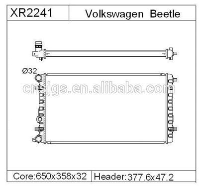 TOP sale radiator for VW Beetle 98-06 DPI:2241 NISSENS: 65228