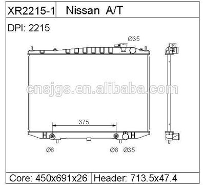 Radiator forNissan Frontier 98~04 OE:214609Z000 DPI:2215