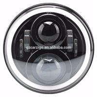 Car accessories for harley davidson motorcycle auto parts 7 inch round led headlights halo angle eyes driving for jeep wrangler