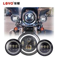 LOYO Latest 4.5" fog lights and 7inch headlights Set for harley motorcycle lights with/without halo