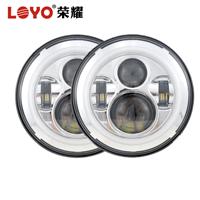 Wholesale 7 inch 45w round motorcycle high/low beam led headlight with angel eyes for Jeep