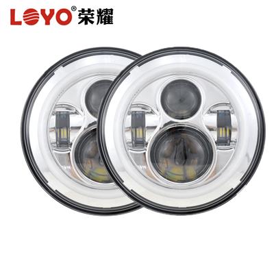 Wholesale 7 inch 45w round motorcycle high/low beam led headlight with angel eyes for Jeep