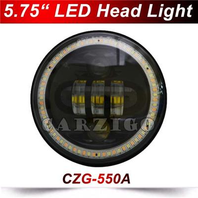 CZG-550A motorcycle accessories 50w led headlight 5.75" round LED head light with high low beam amber angel eye for harley moto
