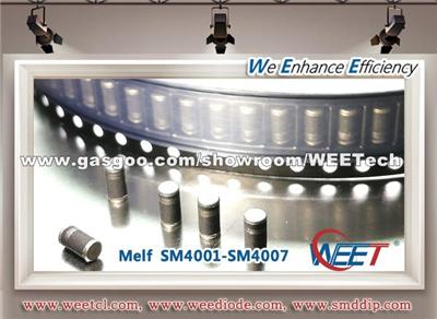WEET-Melf-Surface-Mount-Rectifier-SM4001-SM4007-LL4001G-LL4007G-DO213AB-1A-50V-1000V-GPP-Chips