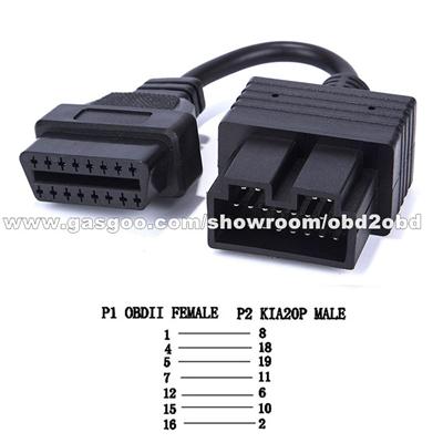 KIA 20Pin To OBD2 16PIN Cable