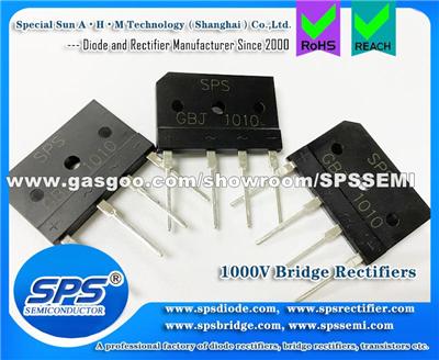 SPS 10A 1000V Through Hole Glass Passivated Bridge Rectifiers GBJ1010 RoHS Reach