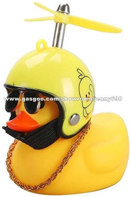 Car Duck Decoration With Helmet Broken Wind