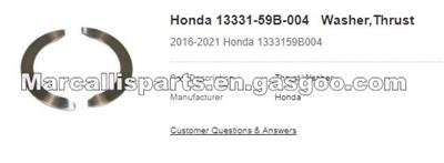 Honda THRUST WASHER 13331-59B-004