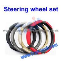 3D Prevent Slippery Breathable Sandwich Fabric Steering Wheel Set