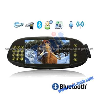 Bluetooth Car Kit Rearview Mirror With Touch Key, Backup Camera, MP3/MP4/MP5