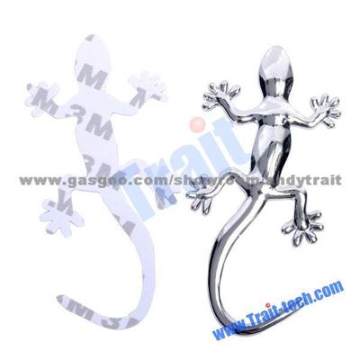 3D Gecko Shape Chrome Badge Emblem Car Sticker Decal (Silver)