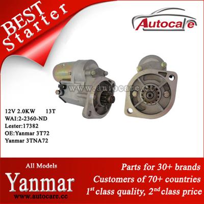 Yanmar Starter Ref. OE NO.: Yanmar-3T72 Yanmar-3TNA72