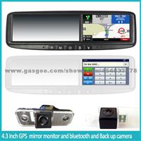 Car Rearview Mirror GPS Tracker With DVR, Wire Camera