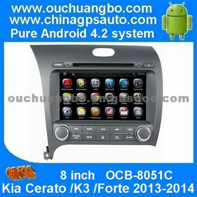 Ouchuangbo Android 4.2 Capacitive Car GPS Map DVD Radio Player For Kia Cerato /K3 /Forte 2013-2014 With 1.6Ghz Dual Zone