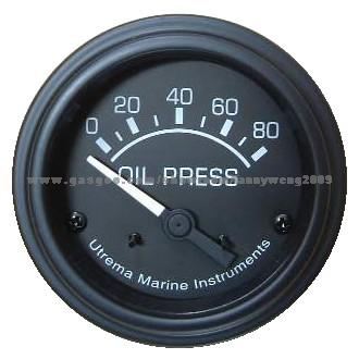 Utrema Black Marine Oil Pressure Gauge 2-1/16 In.