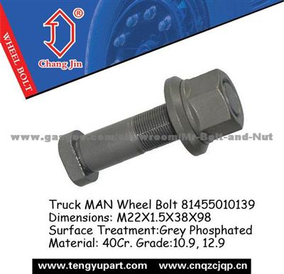 10.9, 12.9 Truck MAN Wheel Bolt 81455010139