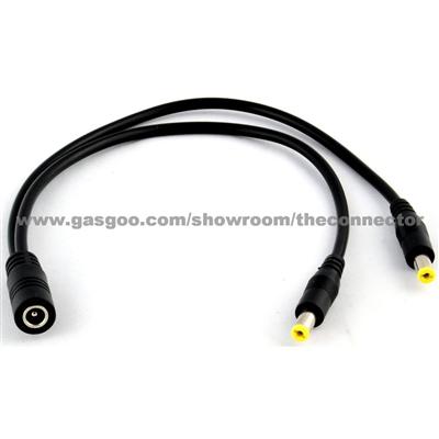 CFTW DC Power Splitter Cable Cord 1 Female To 2 Male 5.5×2.1mm Port Pigtals 12V (25 Cm)