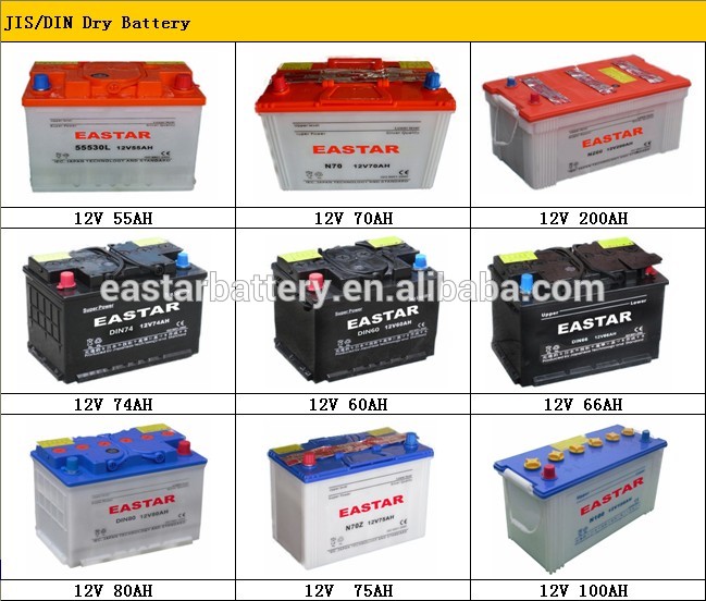 Factory OEM Auto Battery Dry Charged Car battery With DIN / JIS Standard