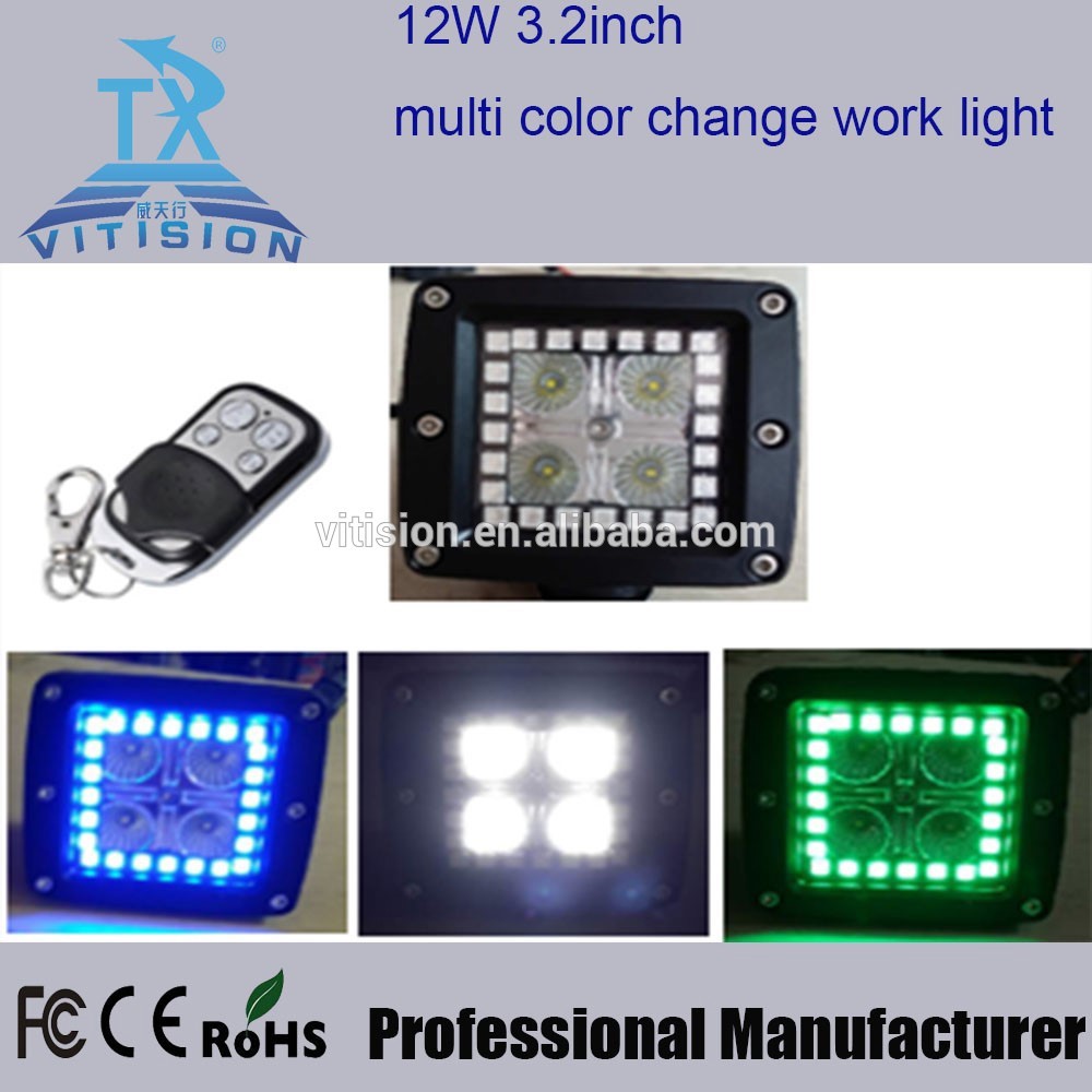 12W 3.2inch cree chips multi color cob led work light