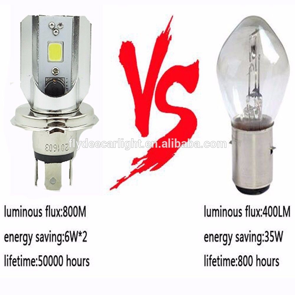 2016 Cheap Hi/Lo Beam 12v 130lm H4 Motorcycle Headlight 6W COB LED Front Light Bulb Lamp