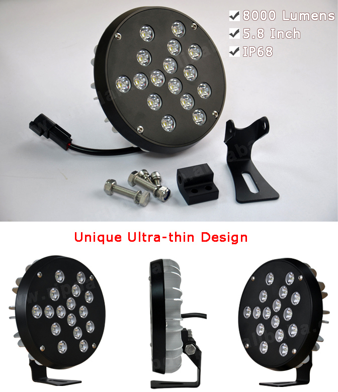 Product show of round 80w LED work light