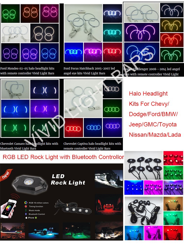 300w 52 inch color changing light bar led rgb halo ring flash strobe with Remote control