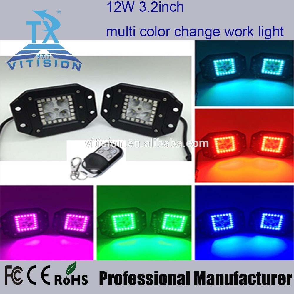 12W 3.2inch cree chips multi color cob led work light