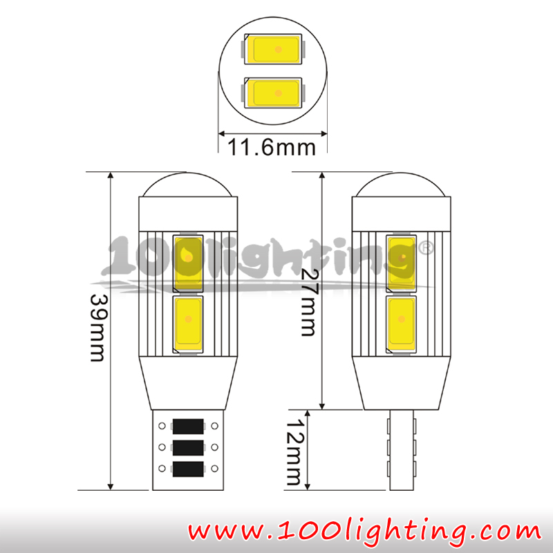 Canbus T10 10leds 5730SMD with lens