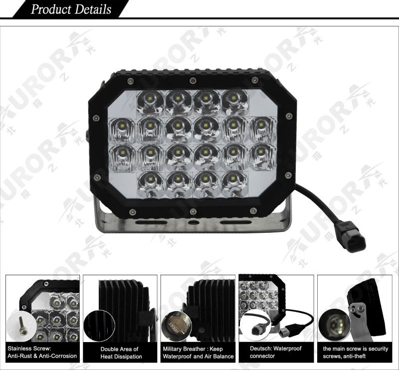 Hot-selling E-mark IP69K 6inch 60W Quad light led work led light for car