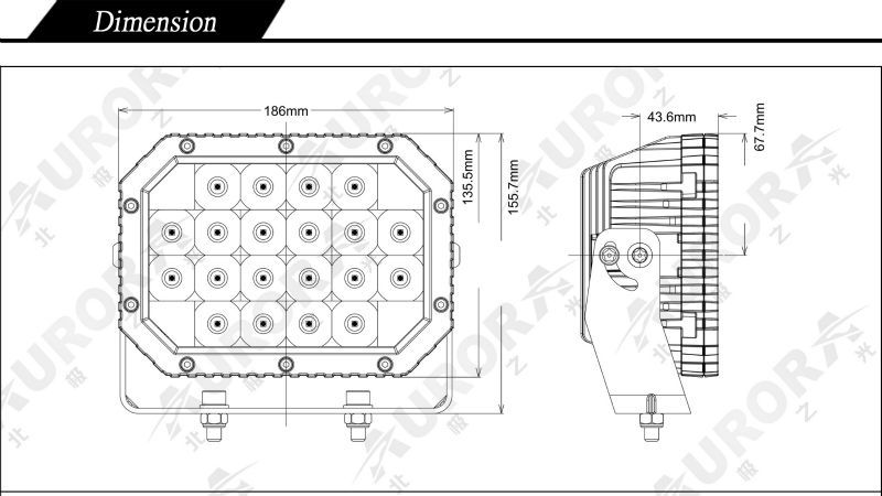Hot-selling E-mark IP69K 6inch 60W Quad light led work led light for car