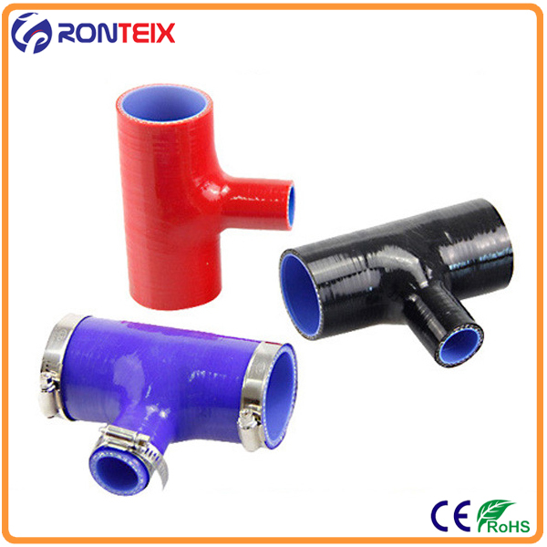 T Shape Silicone Hose in blue red black color
