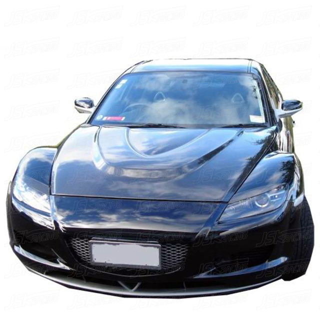 CARBON FIBER HOOD WITH SINGLE HOLE FOR 2003-2009 MAZDA RX8 .jpg