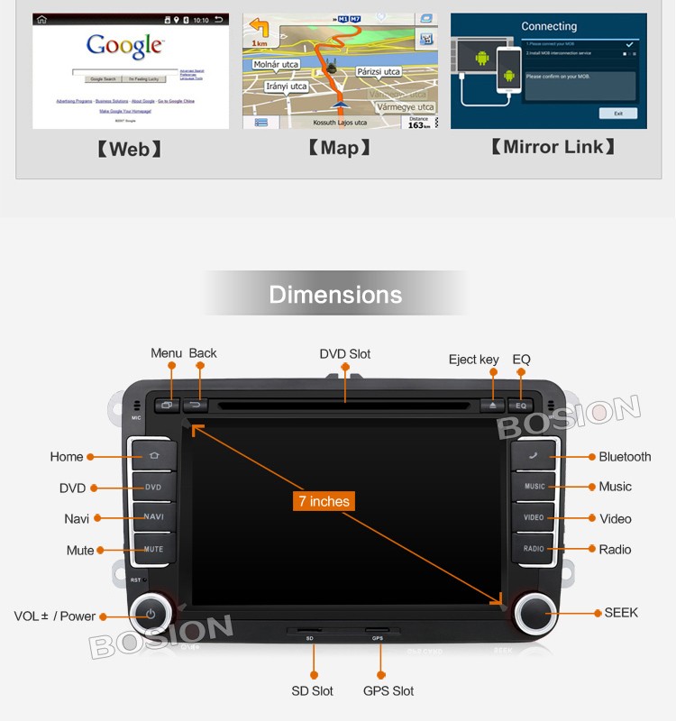 VW Passat Tiguan Touran Sharan Sagitar Santana Golf Android Car DVD Radio GPS Navigation Audio Stereo Multimedia BX-420 (10).jpg