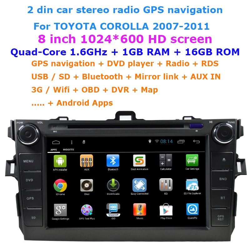 2 din car radio/car DVD player for 2007-2011 Toyota Corolla