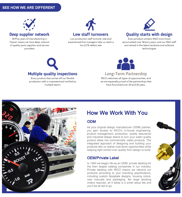 RICO gauge Electrical Oil fuel Pressure Sensor for air pressure gauge