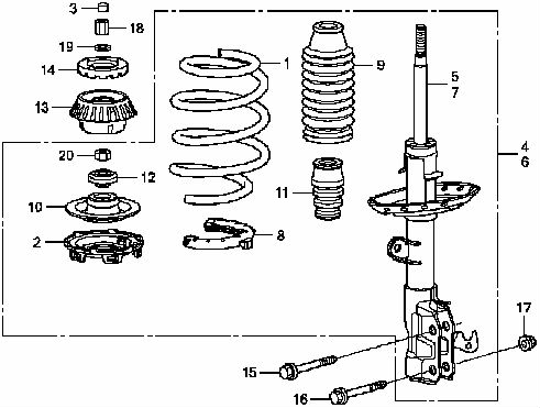 Honda-Fit-Front-Shock-Absorber-Components-Parts-Diagram