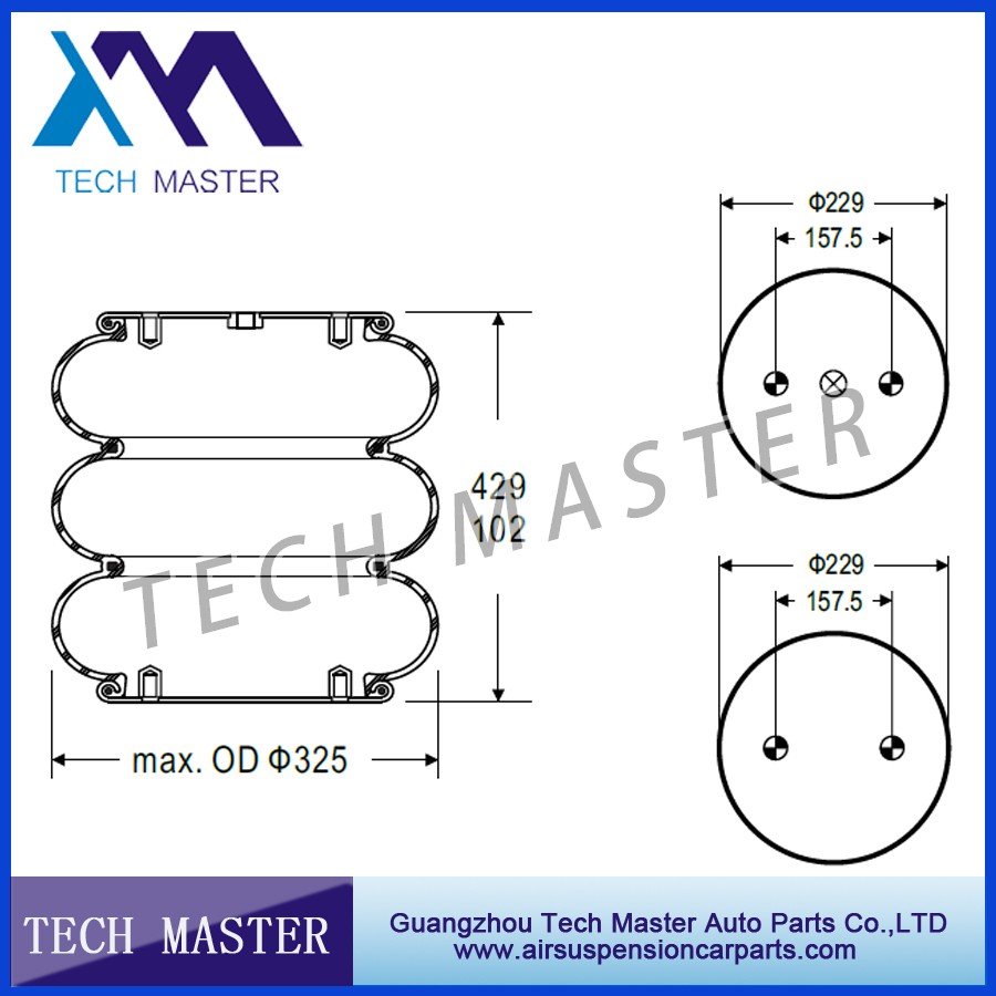 Convoluted Industrial air spring for Triple  air bellows spring OEM W01-358-8006.jpg