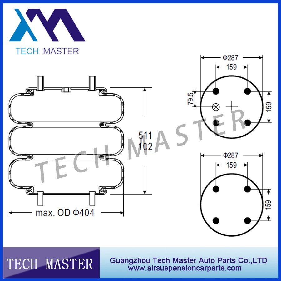 Convoluted Industrial air spring for Triple firestone air bellows spring OEM W01-358-7848.jpg