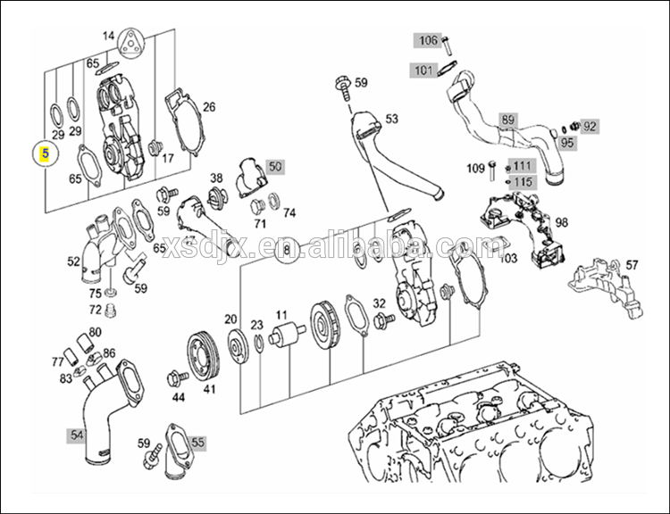 mercedes benz actros axor truck water pump diagram 1.png