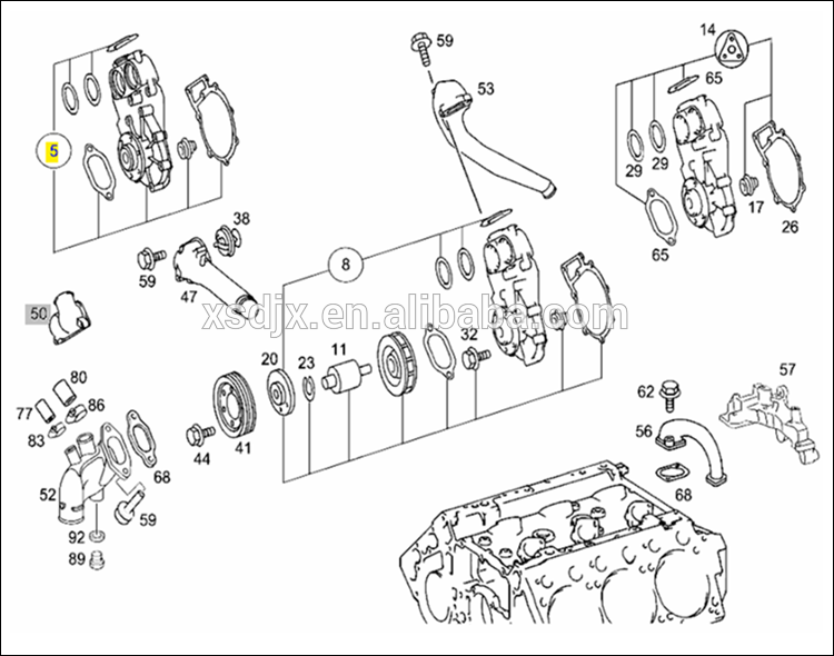 mercedes benz actros axor truck water pump diagram 2.png