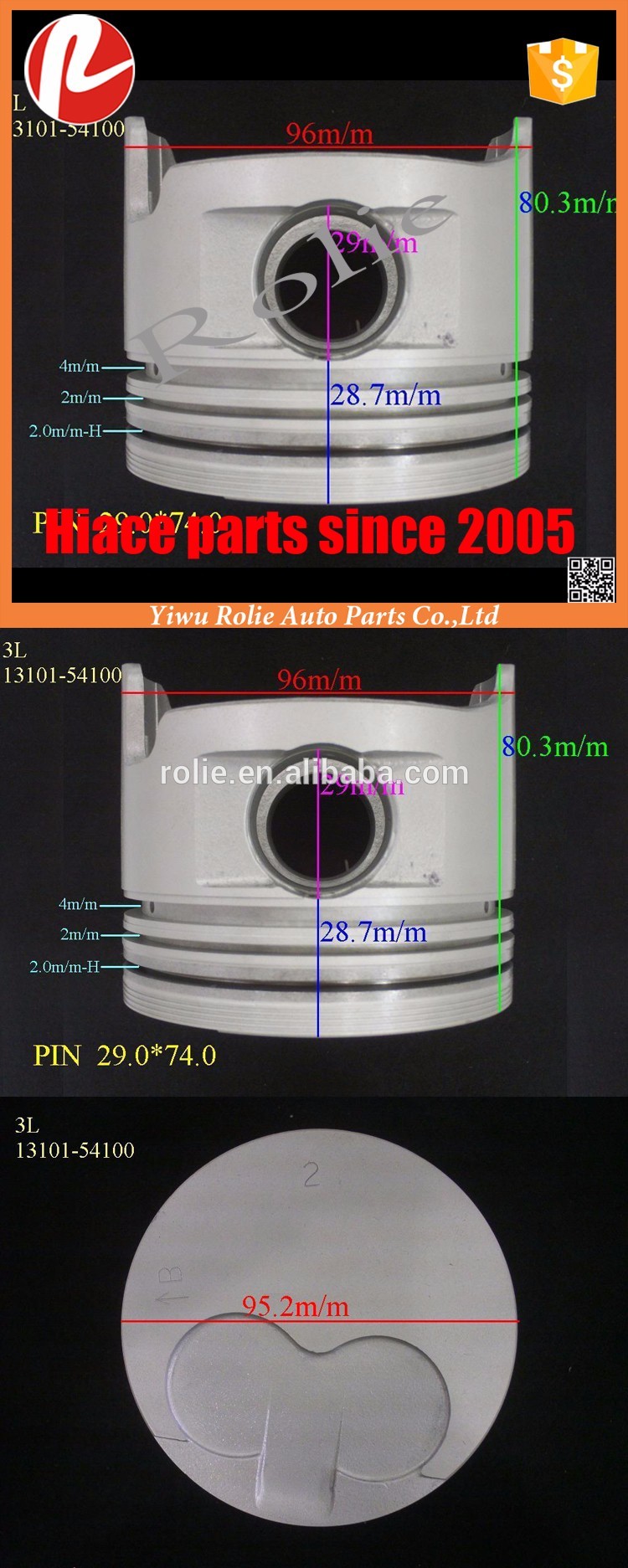 Toyota hiace 3L engine hilux land cruiser DYNA piston set kit auto parts 150 13101-54100 (2).jpg