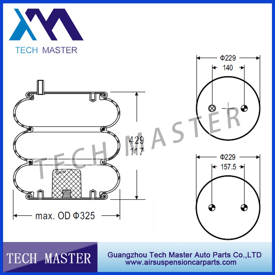 Convoluted Industrial air spring for Triple Firestone  air bellows spring OEMW01-358-8025.jpg