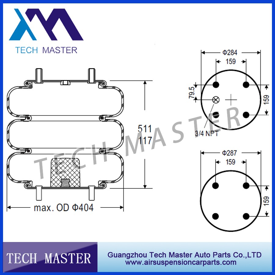 Convoluted Industrial air spring for Triple truck air bellows spring OEM W01-358-7853.jpg