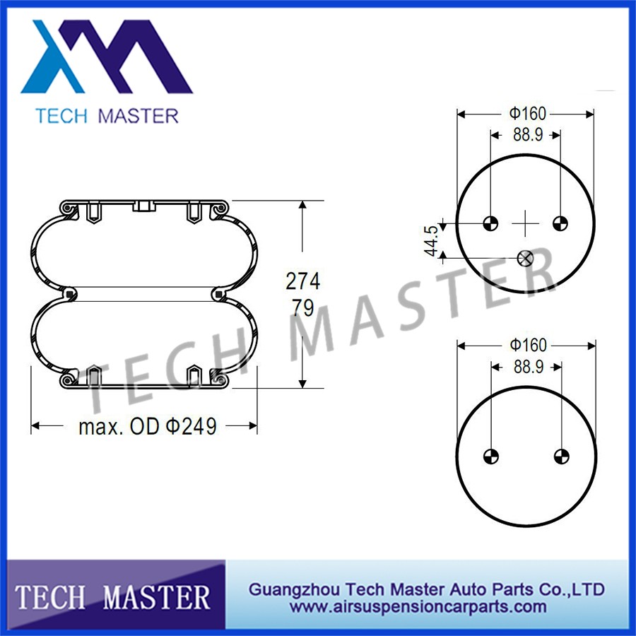 double Convoluted Industrial air Truck Trailer Firestone airellows bspring OEM W01-358-6910.jpg