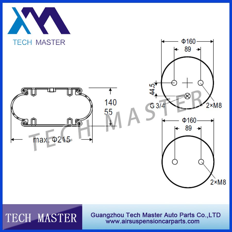 single Convoluted Industrial air spring for truck air bellows spring  FD200-10.jpg